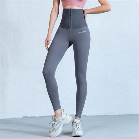 2021 women breathable hooks waist trainer corset high waist yoga pants gym leggings fitness