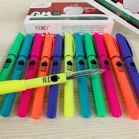 12pcsbox05mm Black Gel Pen Apple Pen School Office Supplie Shopee