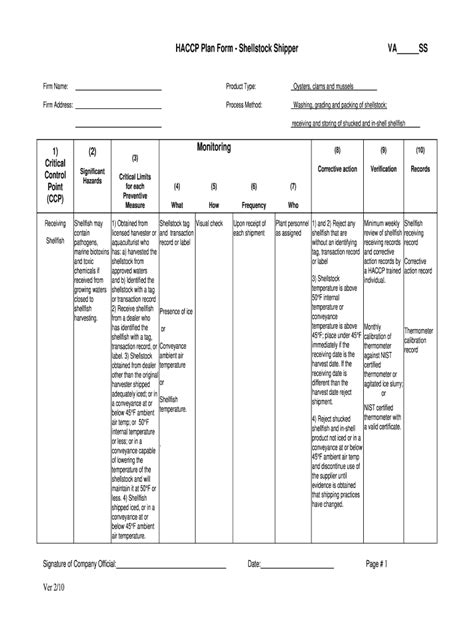 Haccp Plan Template Maryland 2010 2024 Form Fill Out And Sign