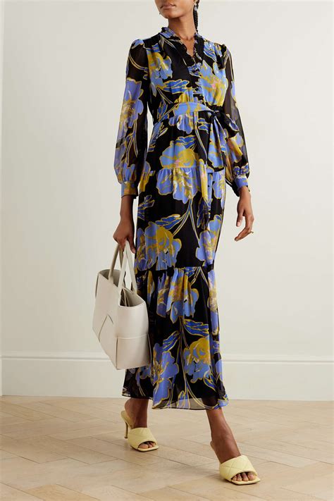 Diane Von Furstenberg Olenna Belted Ruffled Floral Print Crepe De Chine Maxi Dress Net A Porter