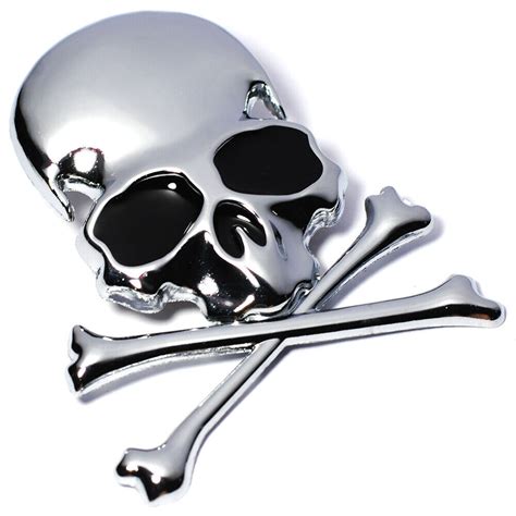 3d Chrome Metal Skull Skeleton Car Trunk Tailgate Emblems Badges Decal