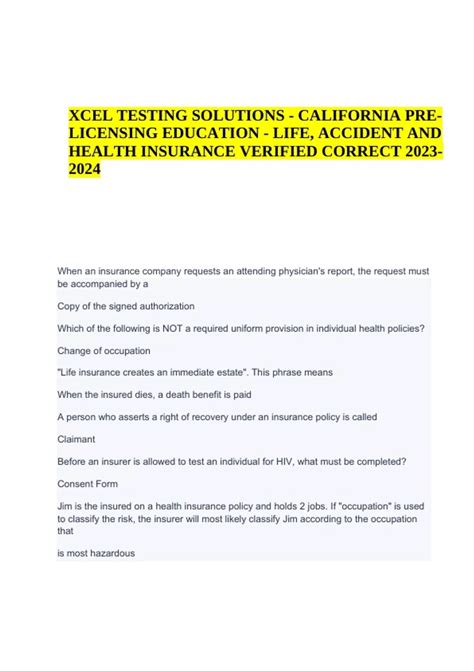 Xcel Testing Solutions California Pre Licensing Education Life