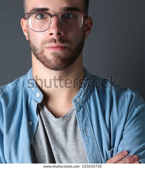 Portrait Happy Casual Man Standing Isolated Stock Photo 523650730