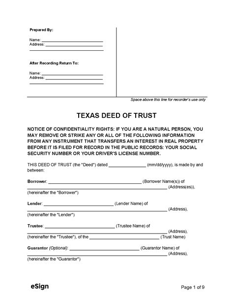 Free Texas Deed Of Trust Form Pdf Word