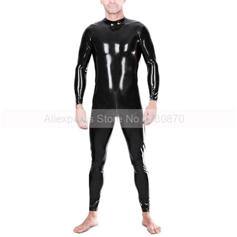 Male Latex Bodysuit Rubber Zentai Catsuit Costumes With Back Zip S