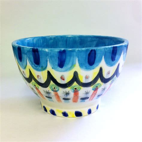 Hand Painted Bowl With Turquoise Interior Hand Painted Bowls Bowl
