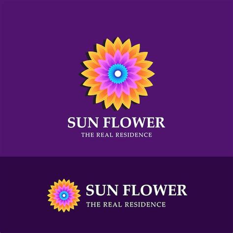 Beautiful Sunflower Logo Design Template Premium Vector