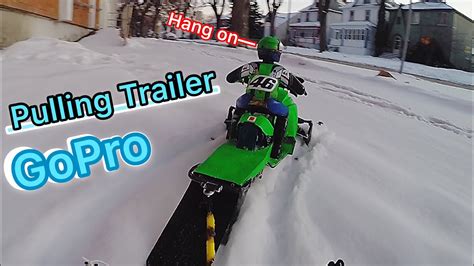 Pulling Trailer Ends Up Jumping Long Track Rc Snowmobile In Deep Snow