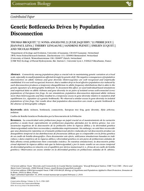 Pdf Genetic Bottlenecks Driven By Population Disconnection