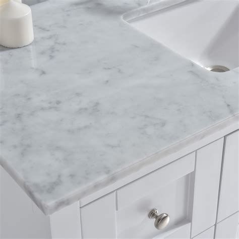 Woodbridge Leicester 49 In Carrara White Marble Natural Marble Undermount Single Sink 1 Hole