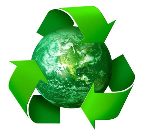 Recycling Concept 3d Symbol Arrows Around Green Planet Earth Stock