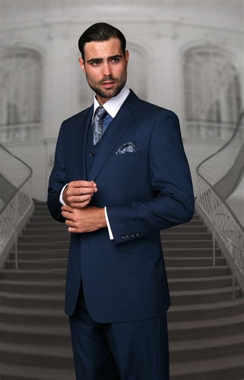 Statement Tz 100 Indigo Regular Fit Suit 3pc 100 Wool Italy Studio