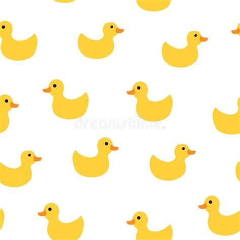 Cute Rubber Duck Seamless Pattern Cartoon Ducks Background Vector