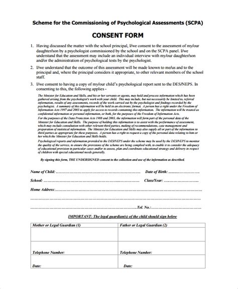 sample psychology consent form   documents