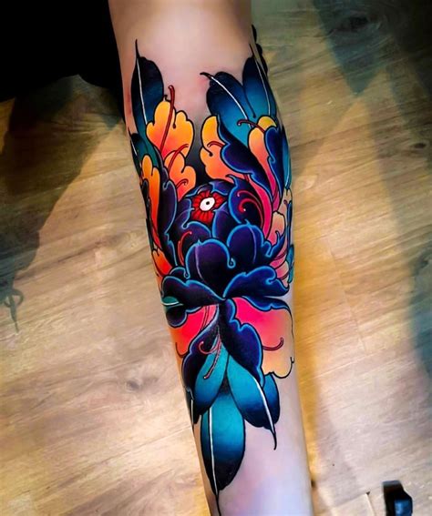 Japanese Ink On Instagram Unbelievably Vibrant Flower Tattoo By