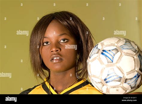 Black African Girl With Soccer Ball Stock Photo Alamy