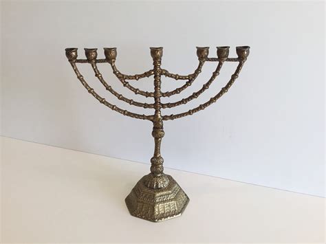 antique bronze hanukkah menorah 1950s made in israel etsy uk