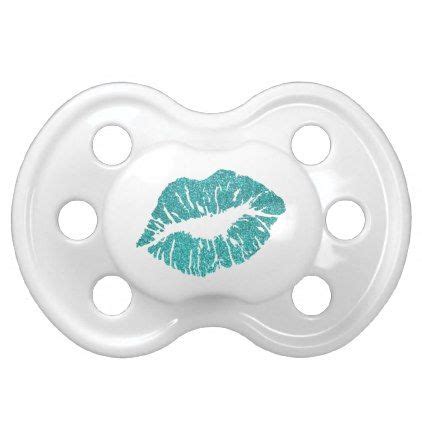 Cute Blue Glitter Lipstick Kiss Pacifier Trendy Gifts Template