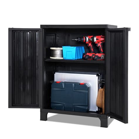 Outdoor Storage Cabinet Adjustable Shelves Weatherproof Handy Safety
