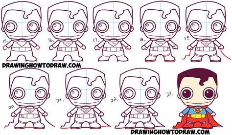 How To Draw Cute Chibi Superman From Dc Comics In Easy Step By Step
