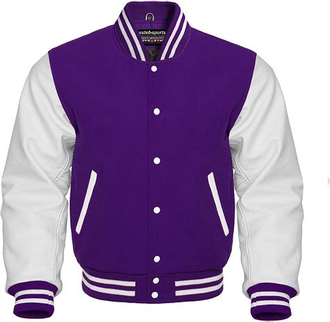 Mens Authentic American Varsity Letterman Jacket Purple