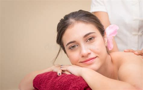 Women Is Relaxing Happy In A Spa Massage Stock Image Image Of Therapy