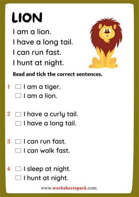 Wild Animals Reading Comprehension Pdf Worksheetspack