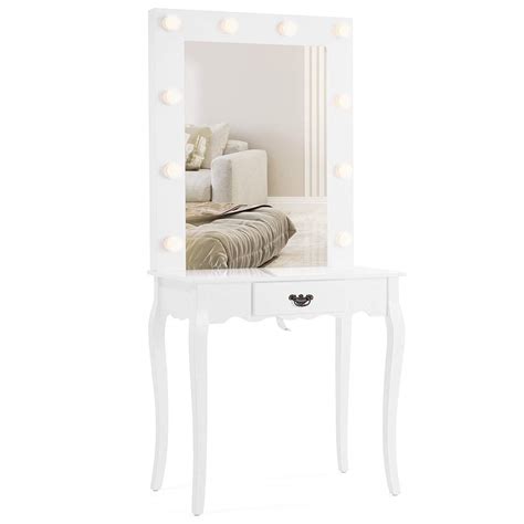 Hansong large vanity makeup mirror with lights,hollywood lighted mirror with 15. UBesGoo Modern Vanity Table with Lighted Mirror, Makeup Vanity Dressing Table Dresser Desk for ...