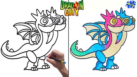 How To Draw Two Headed Dragon Step By Step Dragon City Youtube