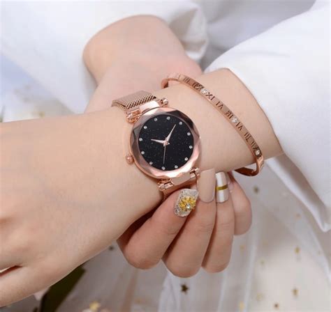 Reloj Para Dama Mujer Bisuteria Relojes Moda Metlico Oro Ros 29900