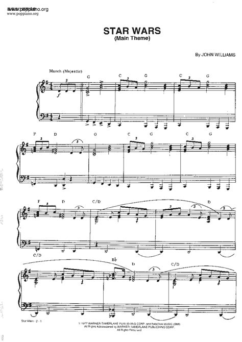 Absorption Vertiefen Birne Star Wars Main Theme Noten Klavier Bild