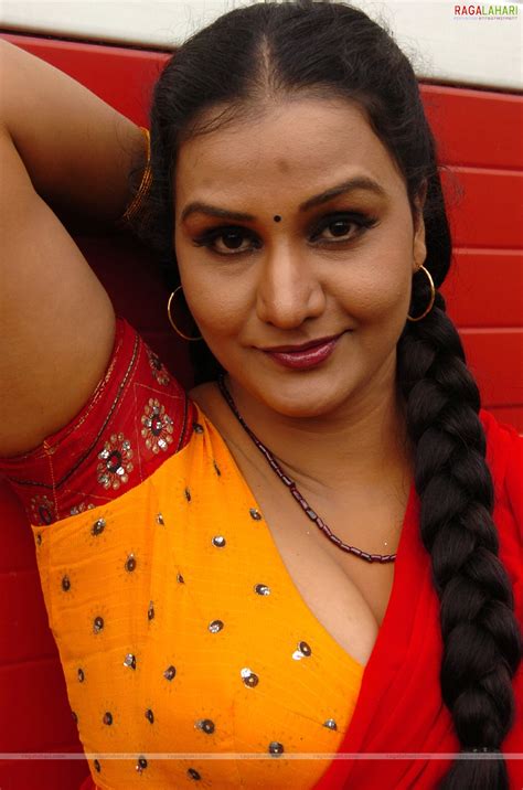 Indian Actress Apoorva Aunty Telugu Movie Photoshoot In Red Half Saree Boobs Out Pictures
