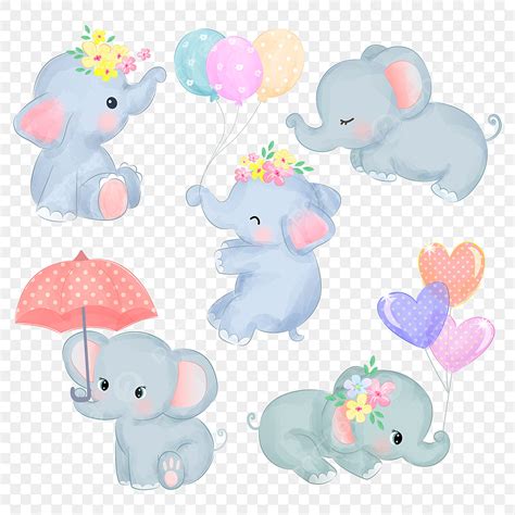 Baby Elephant Vector Design Images The Set Of Baby Elephant Cliparts