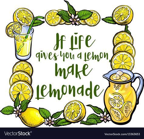 If Life Gives You Lemon Make Lemonade Lettering Vector Image