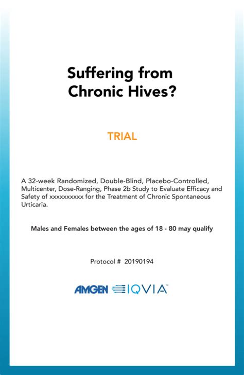 Suffering From Chronic Hives Avance Clinical Trials