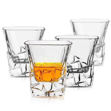 buy luxu old fashioned whiskey glasses 10 oz clear crystal scotch glass heavy base cocktail