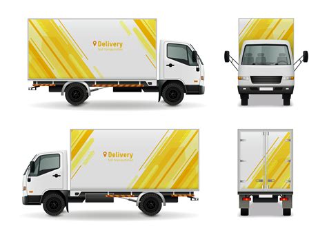 realistic cargo vehicle advertising mockup design  vector art  vecteezy