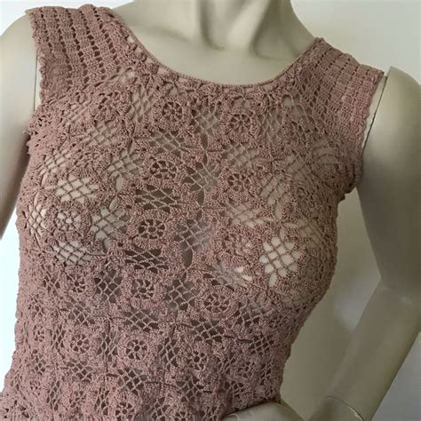 Vintage Nude Shade Hand Crocheted Fall Top Gem