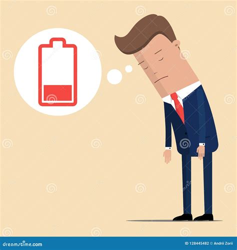 Businessman Feeling Tired And Low Battery Businessman Character No