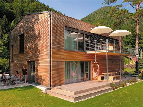 Impressionen Holzhaus Fertighaus Moderne Hausfassade Hauswand