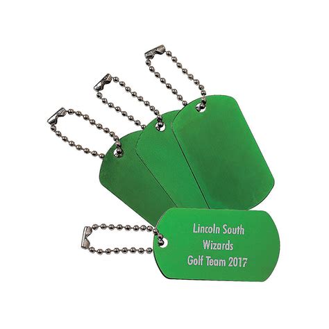 Personalized Green Dog Tag Keychains | Personalized dog tags, Dog tags, Personalized team gift
