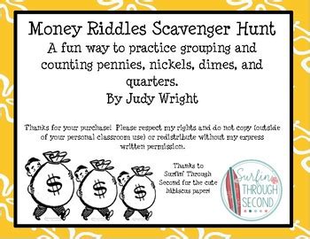Money riddles us all, every dollar and every day. Money Riddles Scavenger Hunt by It's Raining Resources | TpT