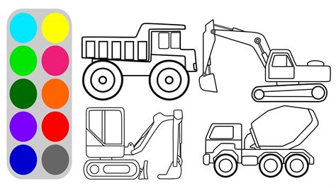 Learn colors with car carrier truck coloring pages for kids fun. Car Drawing, Construction Vehicles Coloring Book, Truck ...