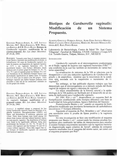Pdf Gardnerella Vaginalis Biotypes Modification Of A Proposed System