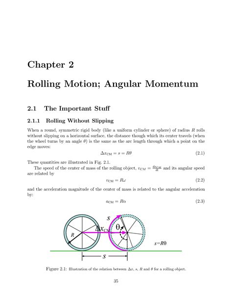 Angular Momentum Rolling Motion Chapter Rolling Motion Angular