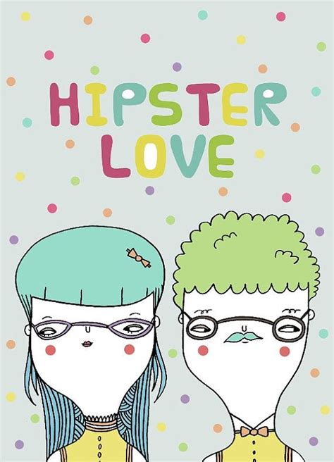 Hipster Love 5x7 Print Of Original Ink By Pinkrainshop On Etsy Original Ink Ink Illustrations
