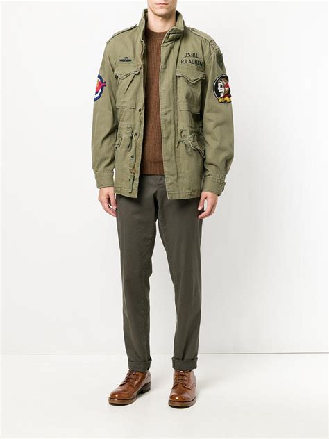 Polo Ralph Lauren Cotton Patch Appliqué Military Jacket In Green For