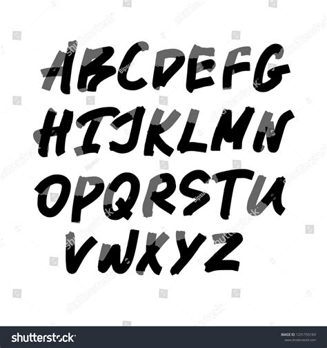Alphabet Lettersblack Handwritten Font Drawn Liquid Stock Vector