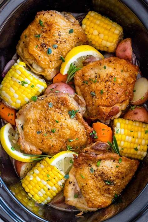 chicken cooker slow recipes thighs crock thigh pot healthy rice lemon sauce cooking garlic