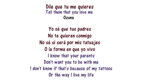 Ozuna Dile Que Tu Me Quieres Lyrics In English And Spanish Tell